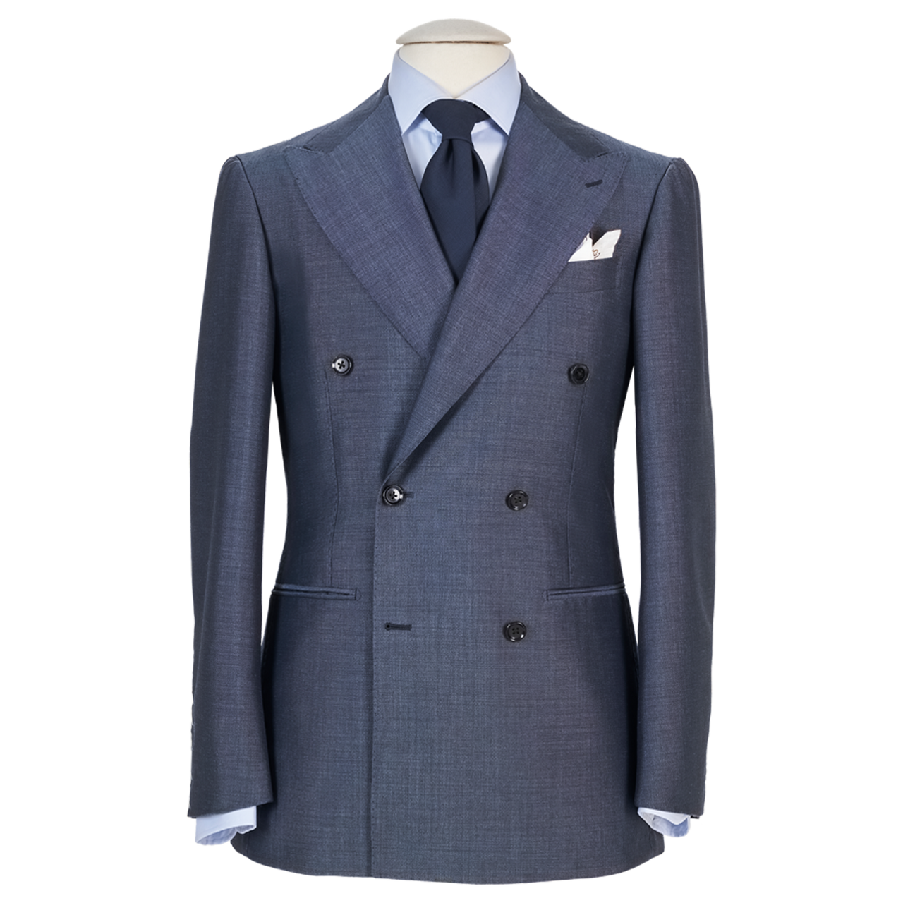 Ring Jacket Double Breasted Suit 296EH-S178 in Slate Blue Mohair-Wool