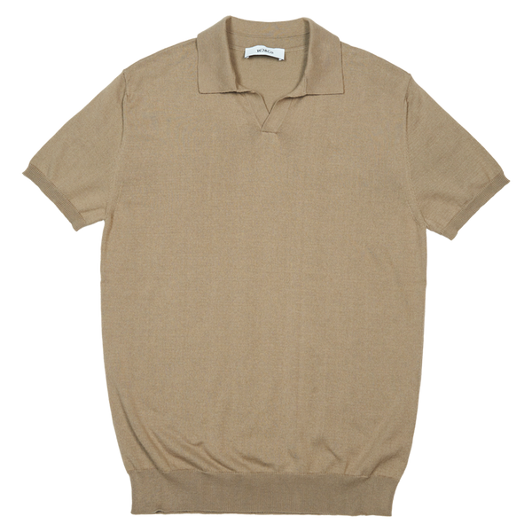 Buttonless Polo in Taupe Knitted Cotton