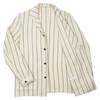 P. Johnson Shirt Jacket in Beige Stripe Linen