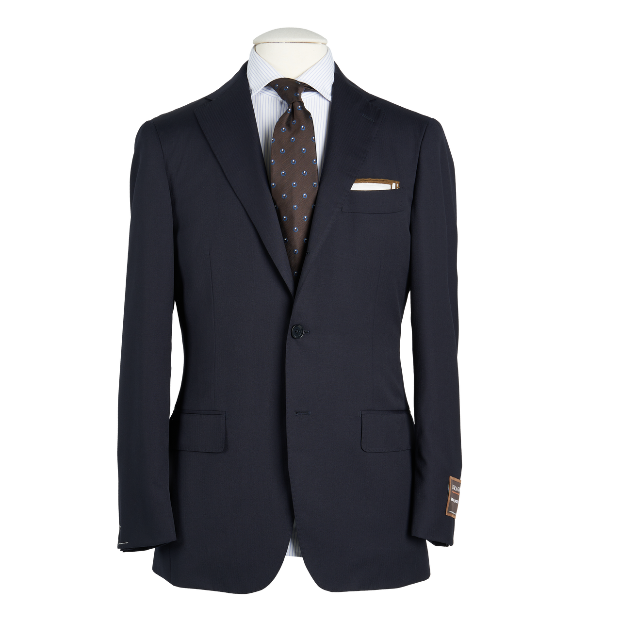 Ring Jacket Suit 184OL-S172 in Navy Herringbone Wool