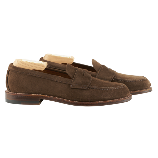 Alden Unlined Handsewn Penny Loafer in Humus Suede