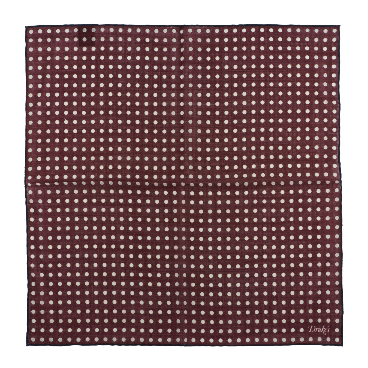 Drake's Pocket Square in Woven Wool-Silk with Printed Spots