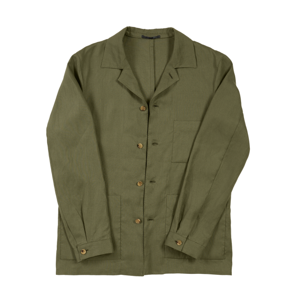 P. Johnson Shirt Jacket in Army Green Linen