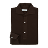 P. Johnson Popover in Chocolate Brown Cotton Pique with Cutaway Collar