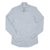 P. Johnson Shirt in Navy Stripe Cotton Twill with Spread Collar