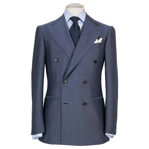 Ring Jacket Double Breasted Suit 296EH-S178 in Slate Blue Mohair-Wool