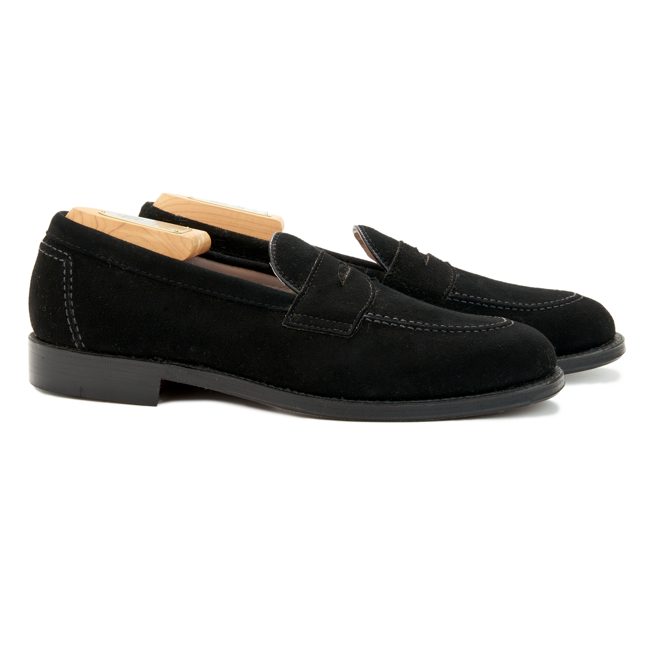 Alden Penny Loafer in Black Kid Suede