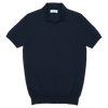 WJ & Co. Buttonless Polo in Navy Knitted Cotton
