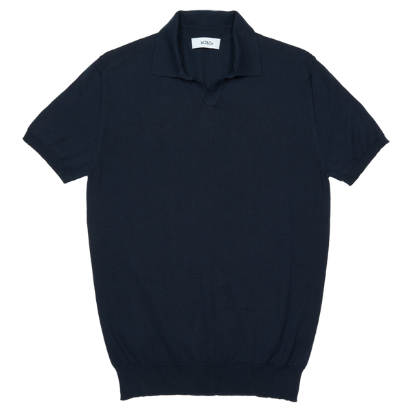 Buttonless Polo in Navy Knitted Cotton