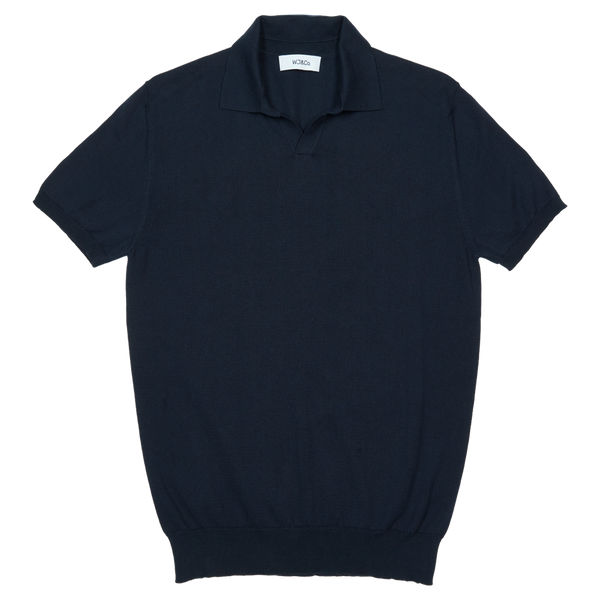 WJ & Co. Buttonless Polo in Navy Knitted Cotton
