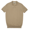 WJ & Co. Buttonless Polo in Taupe Knitted Cotton