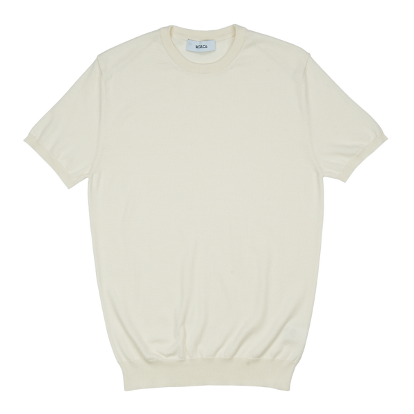 WJ & Co. Round Neck Tee in White Knitted Cotton