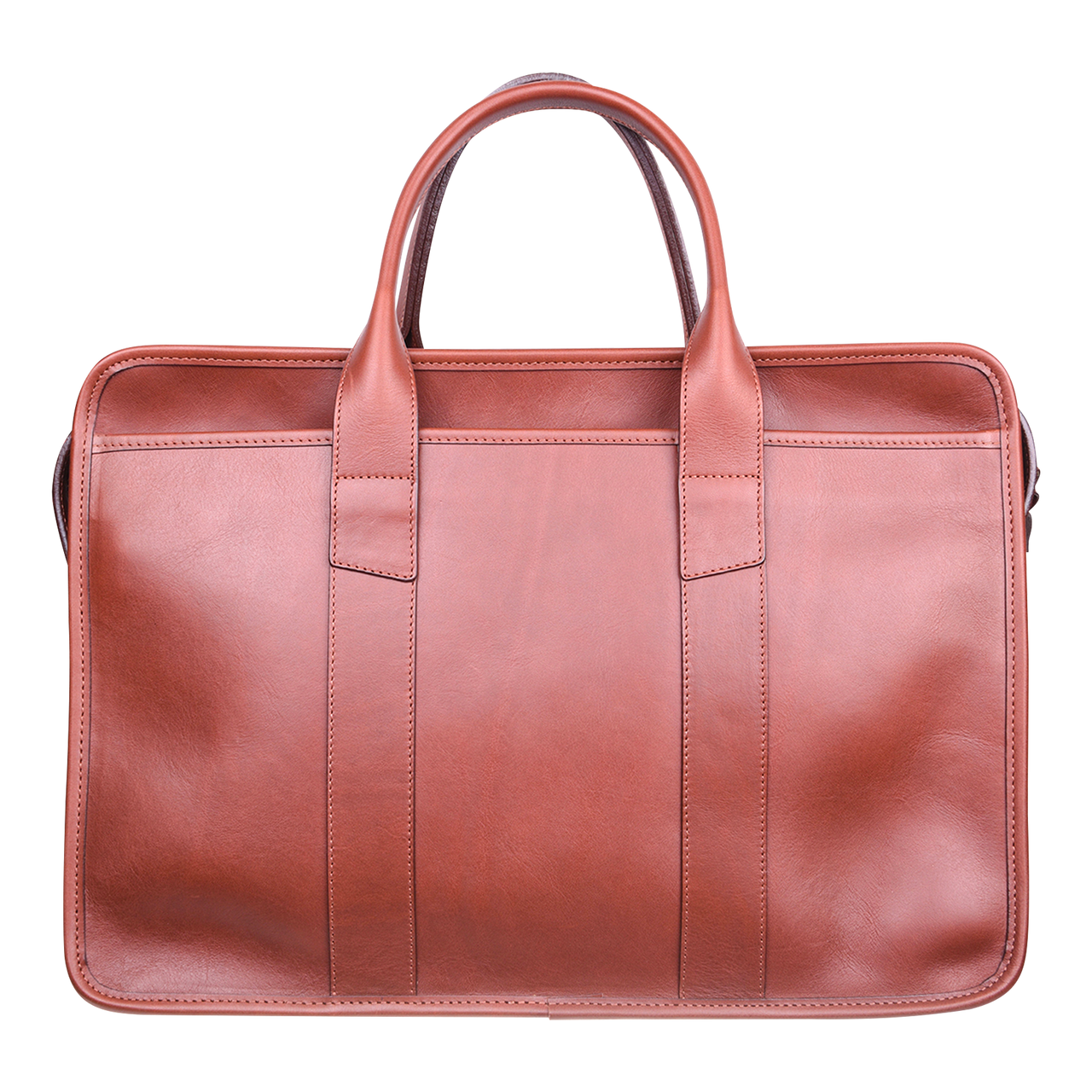 Frank Clegg x WJ & Co. Bound Edge Zip-Top Briefcase in Chestnut Tumbled Leather