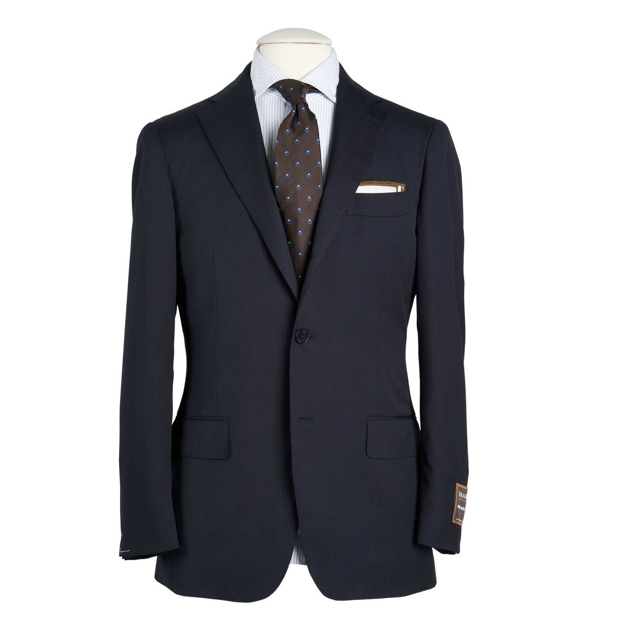 Ring Jacket Suit 184OL-S172 in Navy Herringbone Wool Twill