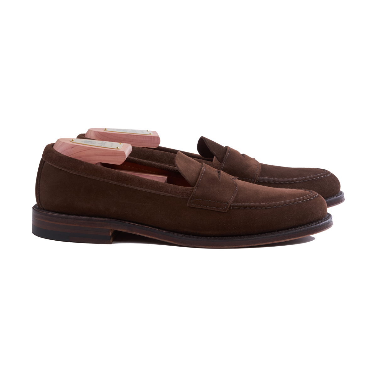 Alden Unlined Handsewn Penny Loafer in Dark Brown Suede with Flex