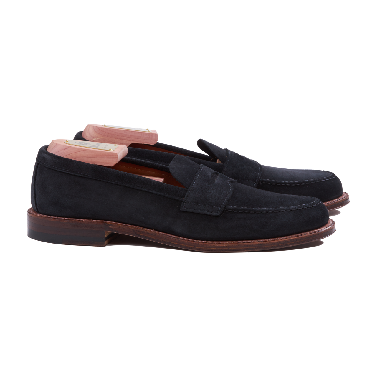 Alden Unlined Handsewn Penny Loafer in Black Suede