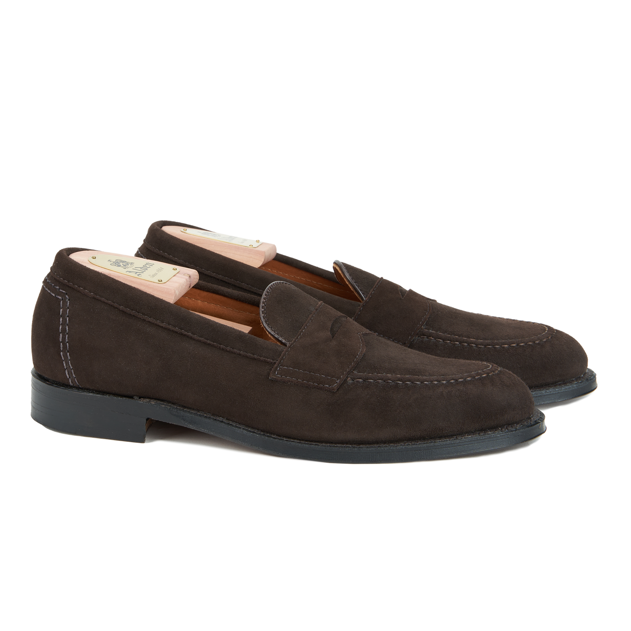 Alden Penny Loafer in Mocha Kid Suede