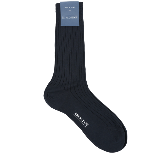 Bresciani Calf Length Cotton Socks in Solid Colours