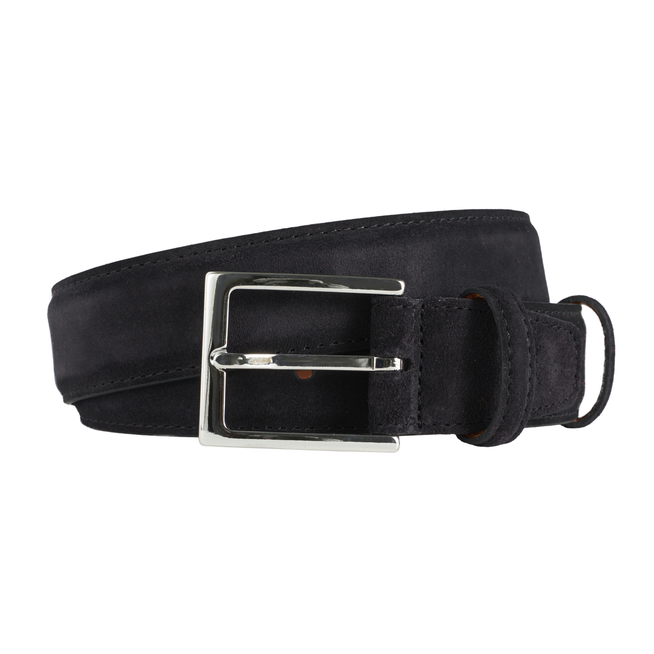 Carmina Belt in Black Suede with Nickel Buckle