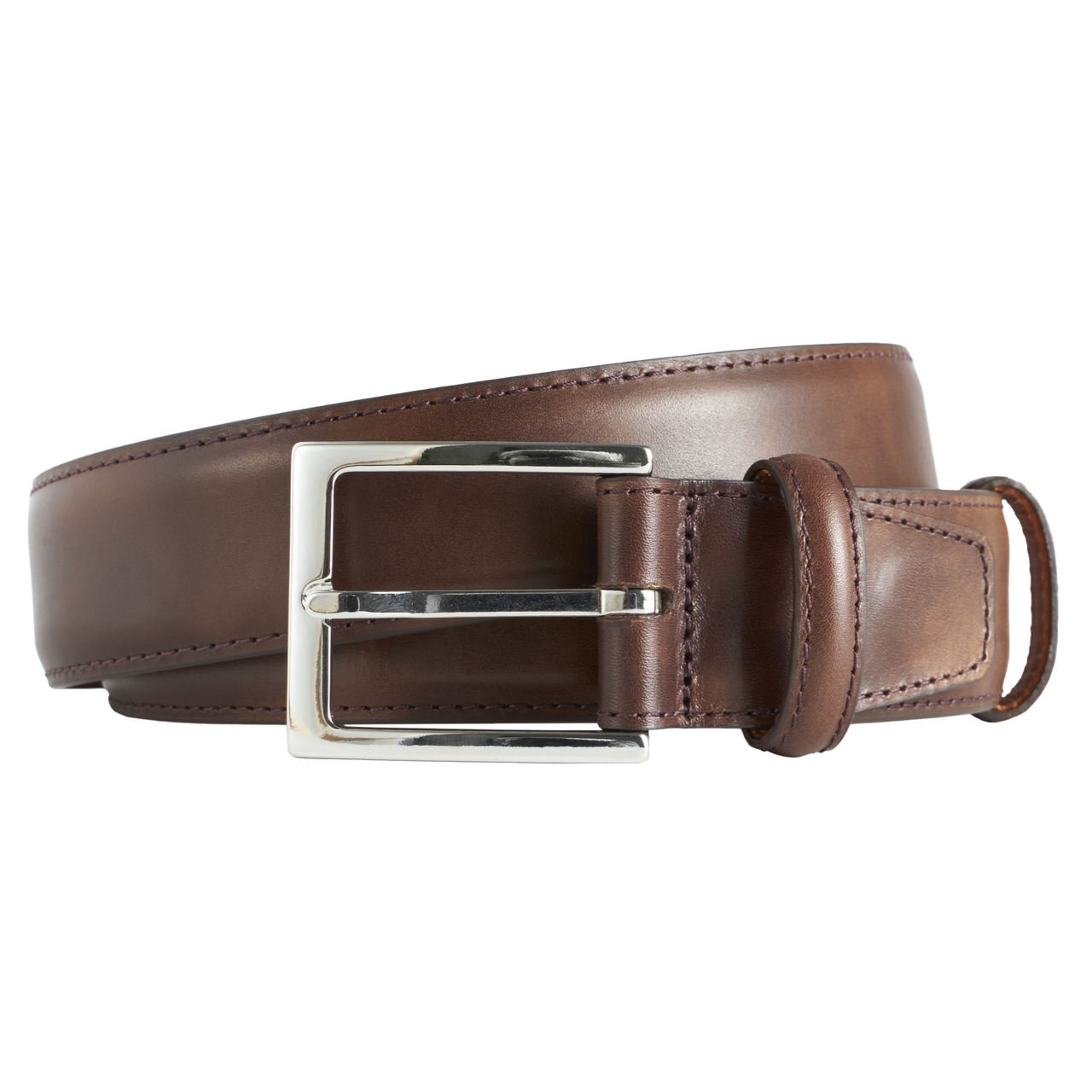 Carmina Belt in Dark Brown Museum Calf with Nickel Buckle