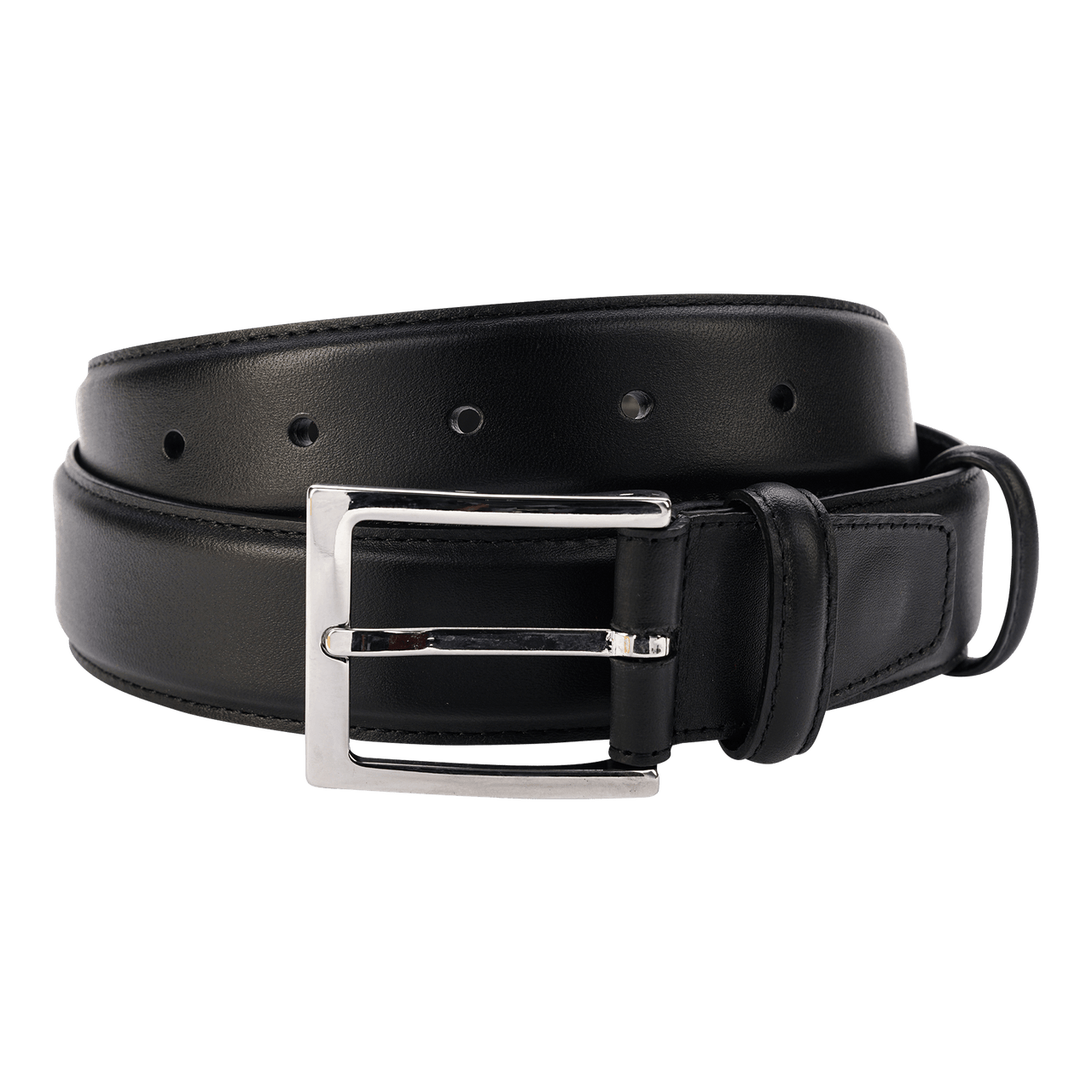 Carmina Belt in Black Calf with Nickel Buckle Belts Carmina 