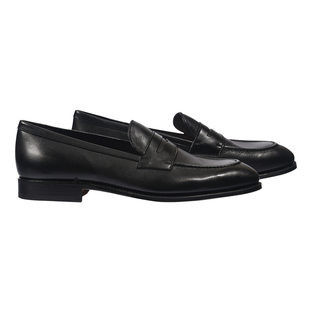 Carmina Penny Loafer in Black Rusticalf