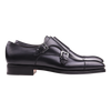 Carmina Cap-Toe Double Monk in Black Calf