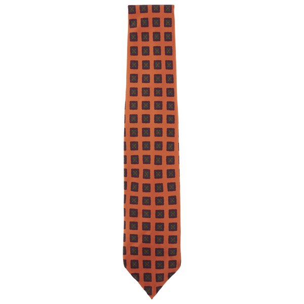 Drake's Tie in Printed 36oz Silk Madder with Kaleidescope Motif and Hand-Rolled Tip