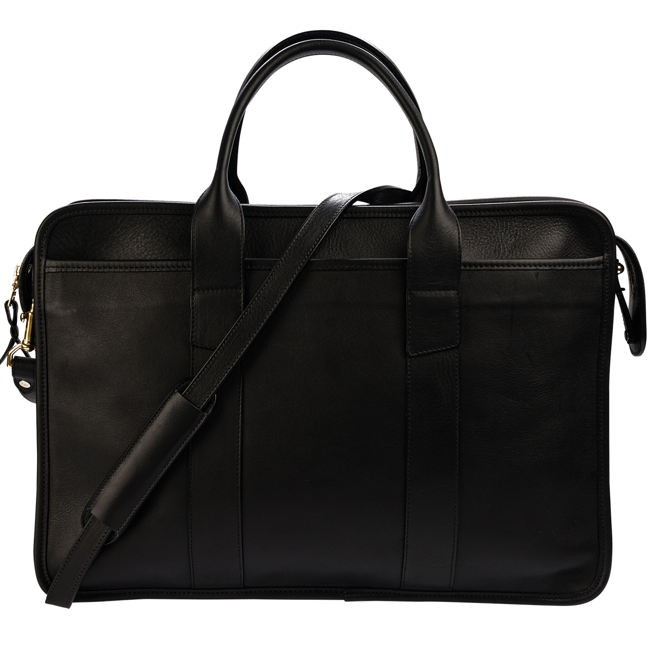 Frank Clegg x WJ & Co. Bound Edge Zip-Top Briefcase in Black Tumbled Leather