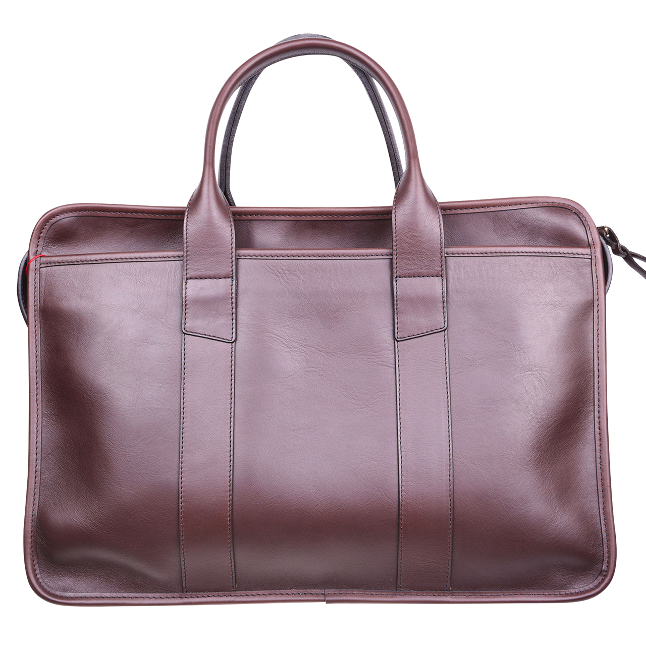 Frank Clegg x WJ & Co. Bound Edge Zip-Top Briefcase in Chocolate Tumbled Leather