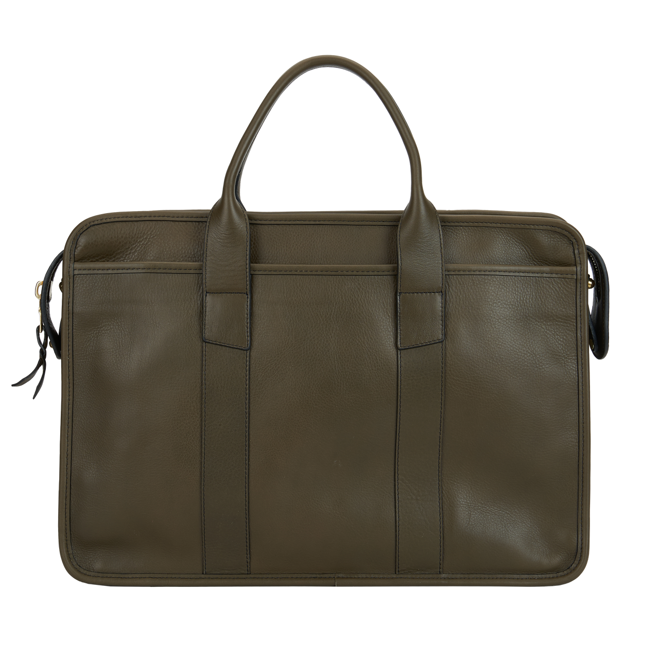 Frank Clegg x WJ & Co. Bound Edge Zip-Top Briefcase in Olive Tumbled Leather