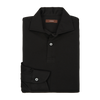 P. Johnson Polo in Black Cotton Ponti with Cutaway Collar