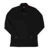 P. Johnson Polo in Black Cotton Jersey with Cutaway Collar