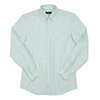 P. Johnson Shirt in Green Stripe Organic Cotton Oxford with Button Down Collar