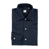 P. Johnson Shirt in Dark Navy Linen with One-Piece Button Down Collar