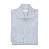 P. Johnson Shirt in Navy Stripe Cotton Twill with Spread Collar