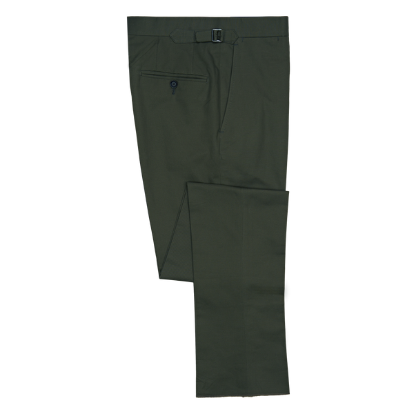 P. Johnson Trousers in Dark Olive Cotton-Linen