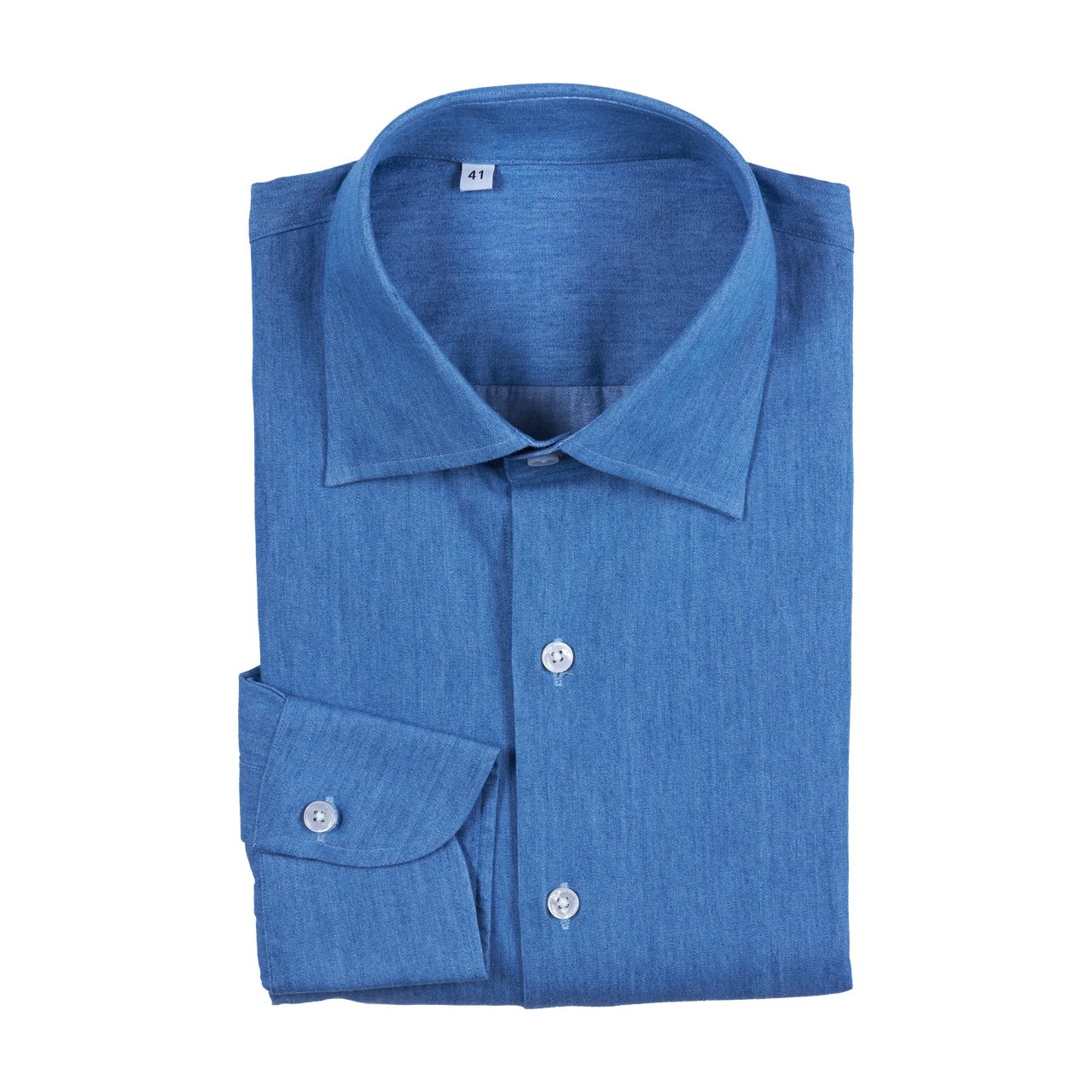 P. Johnson Shirt in Indigo Cotton Chambray with Spread Collar