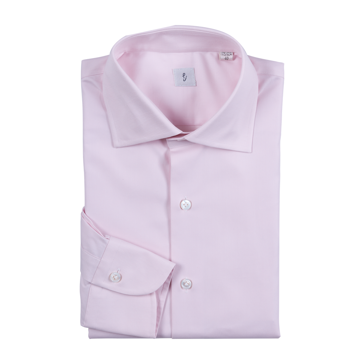 P. Johnson Shirt in Pale Pink Cotton Twill with Spread Collar