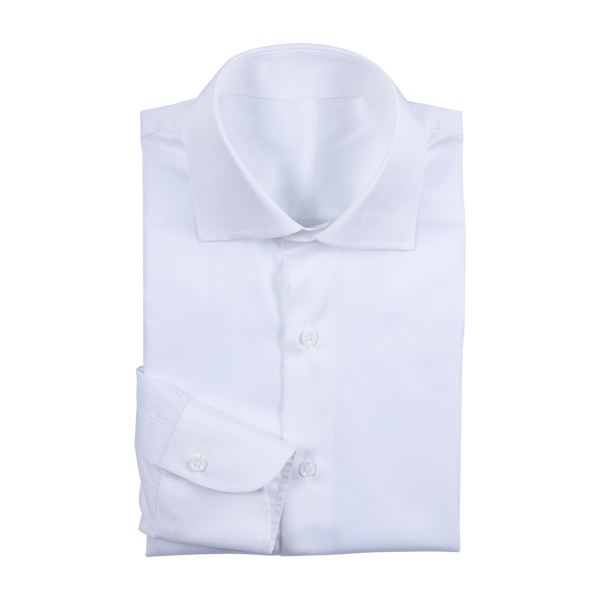 P. Johnson Shirt in White ETI Cotton Twill with Spread Collar