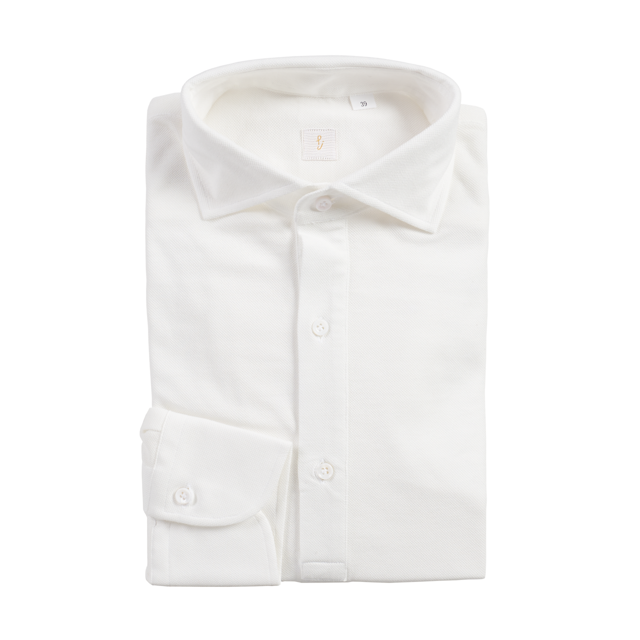 P. Johnson Popover in White Cotton Pique with Cutaway Collar
