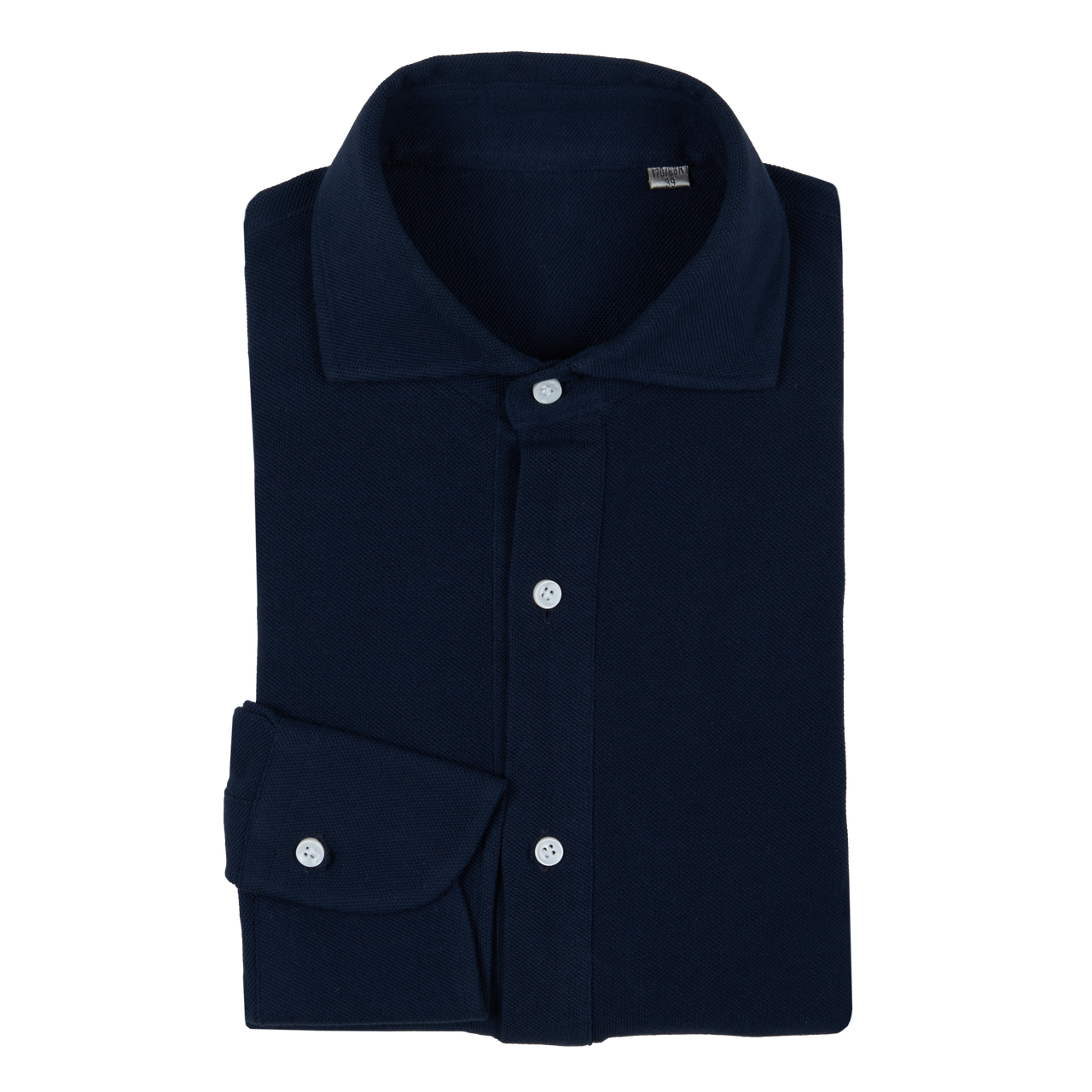 P. Johnson Popover in Navy Cotton Pique with Cutaway Collar