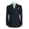 Ring Jacket Double Breasted Suit 268E-S178 in Charcoal Grey with Navy Overcheck Wool