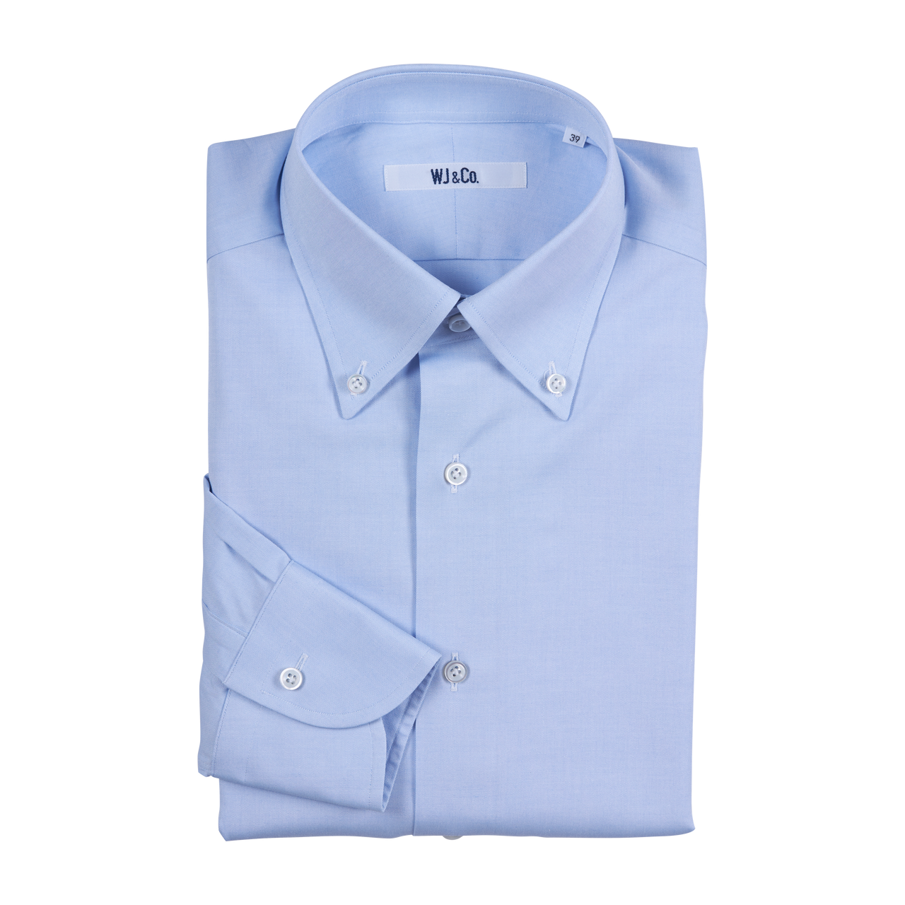 WJ & Co. Shirt in Blue Pinpoint Oxford with Button Down Collar