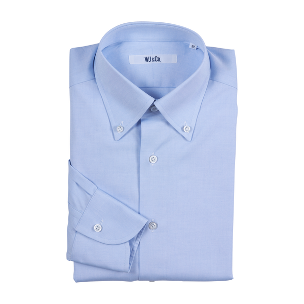 WJ & Co. Shirt in Blue Pinpoint Oxford with Button Down Collar