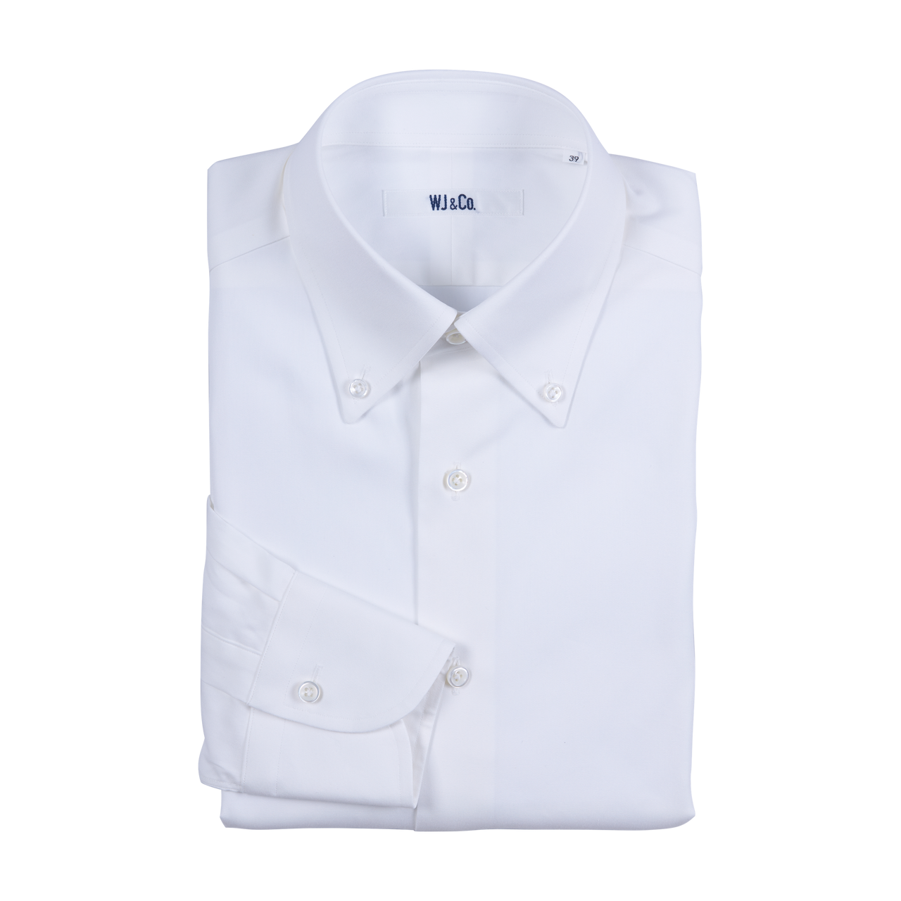 WJ & Co. Shirt in White Pinpoint Oxford with Button Down Collar