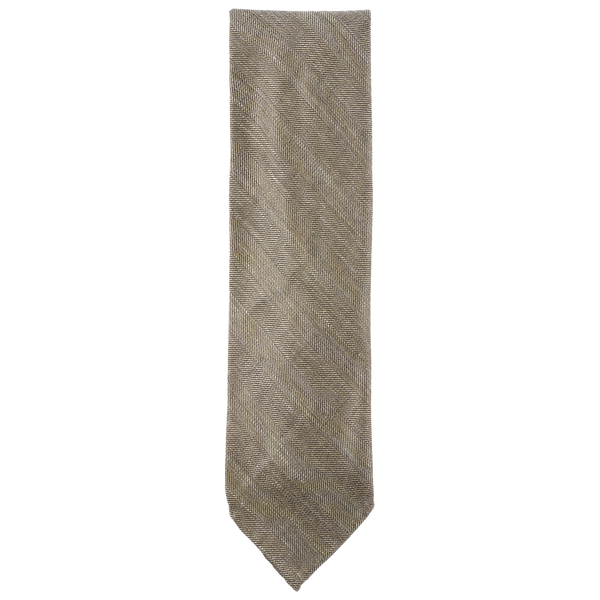 Vanda Tie in Brown Herringbone Wool-Silk-Linen