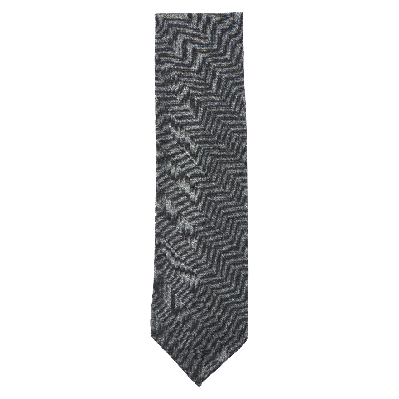 Vanda Tie in Grey Herringbone Wool