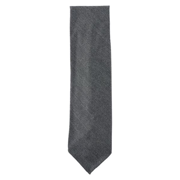 Vanda Tie in Grey Herringbone Wool